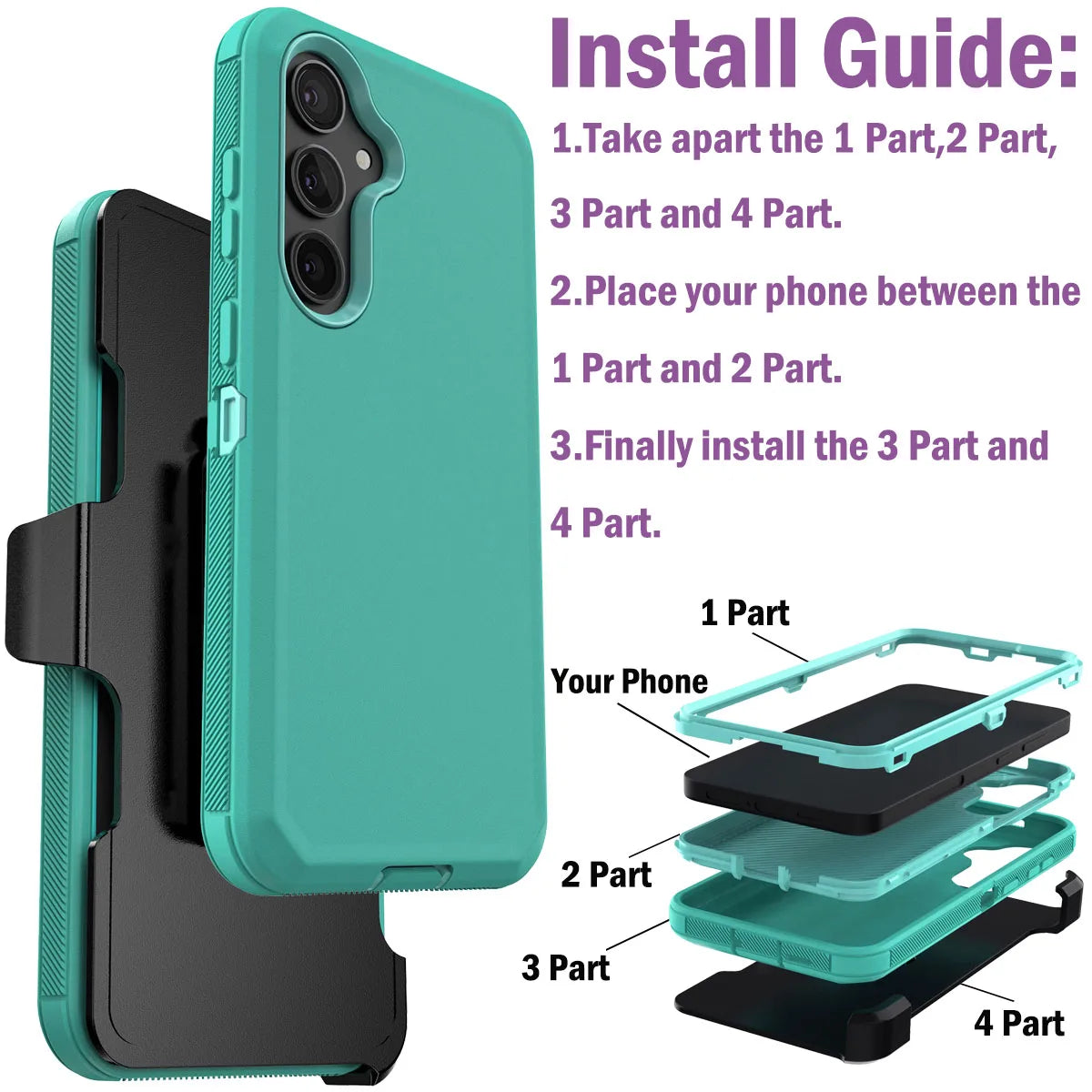 For Samsung Galaxy S24 S24 Plus S24 Ultra S24 FE 5G Shockproof Phone Case Slim Rugged Heavy Duty Protective Cover With Belt Clip