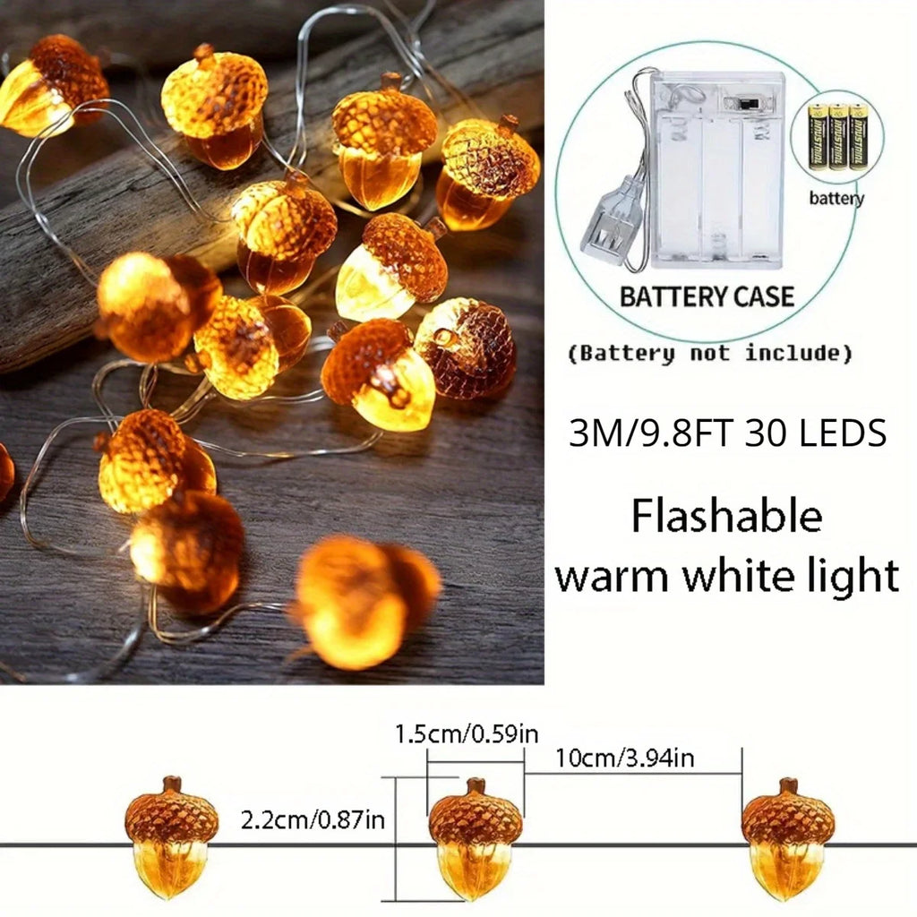 Acorn String Lights Thanksgiving Decorations Fairy Lights 30 LEDs 9.8ft Battery Powered for Bedroom Farmhouse Home Holiday Decor