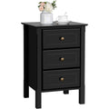 Wooden 3-drawer bedside table, bedside cabinet for bedroom, home office, small space, easy to assemble, black