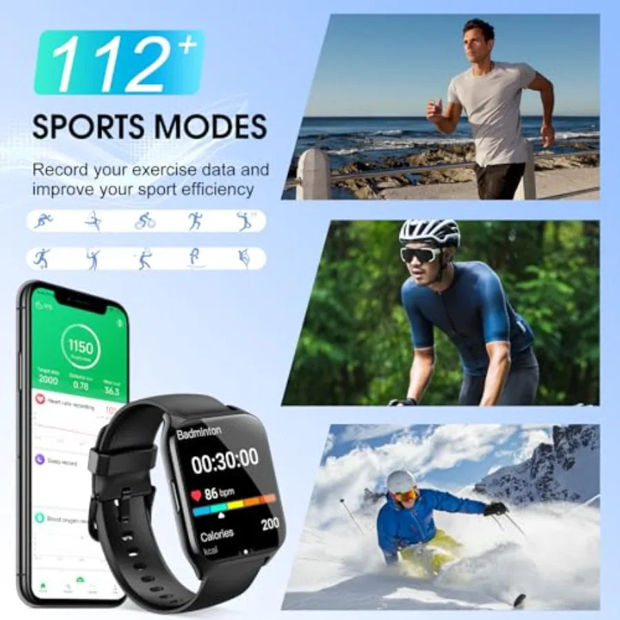 Smart Watch for Men Women Answer Make Calls 1.85 HD Touch Screen Fitness Watch with Sleep Heart Rate Monitor 112 Sports Modes I
