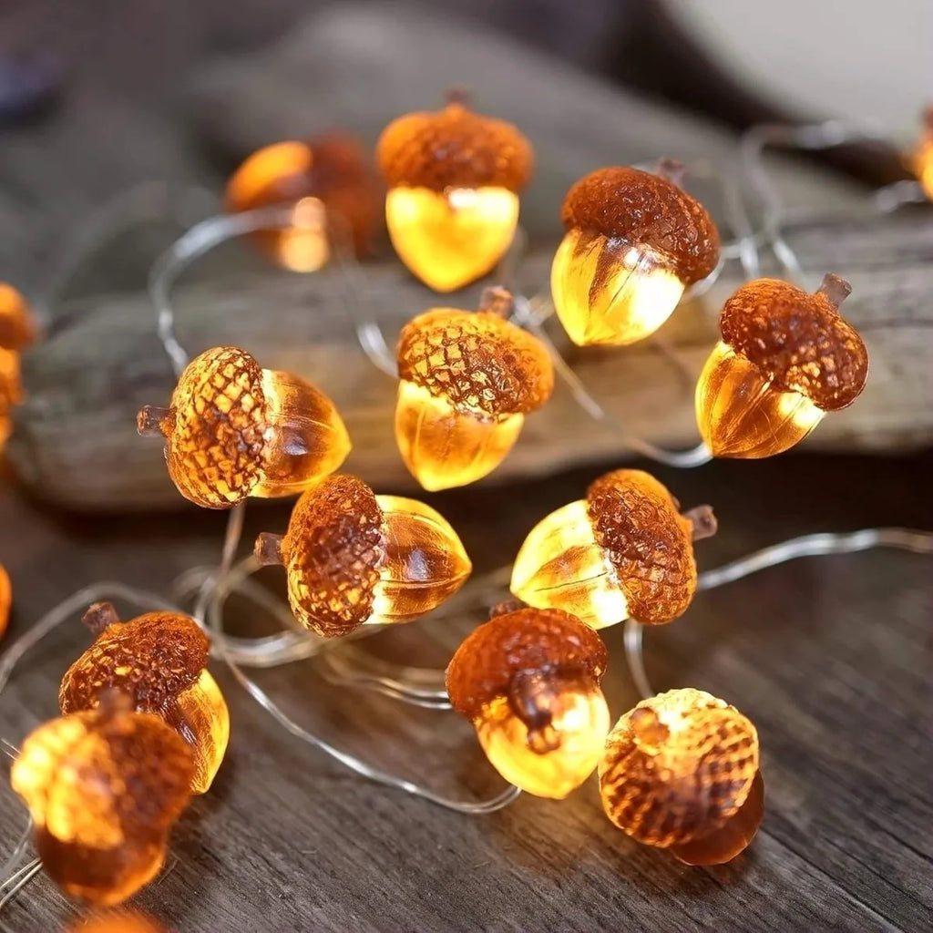 Acorn String Lights Thanksgiving Decorations Fairy Lights 30 LEDs 9.8ft Battery Powered for Bedroom Farmhouse Home Holiday Decor